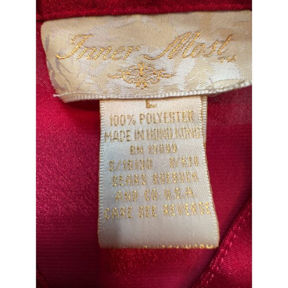 Vintage Inner Most Womens Satin Button Up Pants Pajama Set Size L Red Sleepwear - Picture 2 of 14